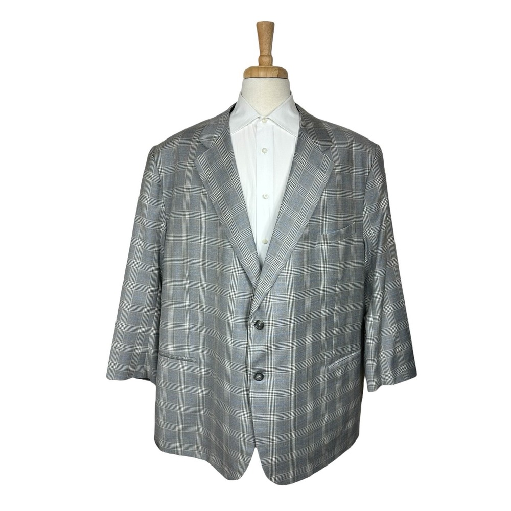Brooks Brothers Current Golden Fleece Gray Blue Checked Wool Blazer 56R Mint